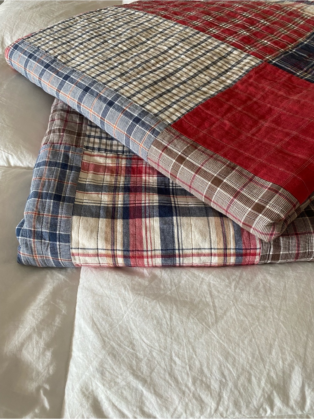 Nautica Madras King Cotton Patchwork Quilts - Set of 2 - Americana - Picture 4 of 8